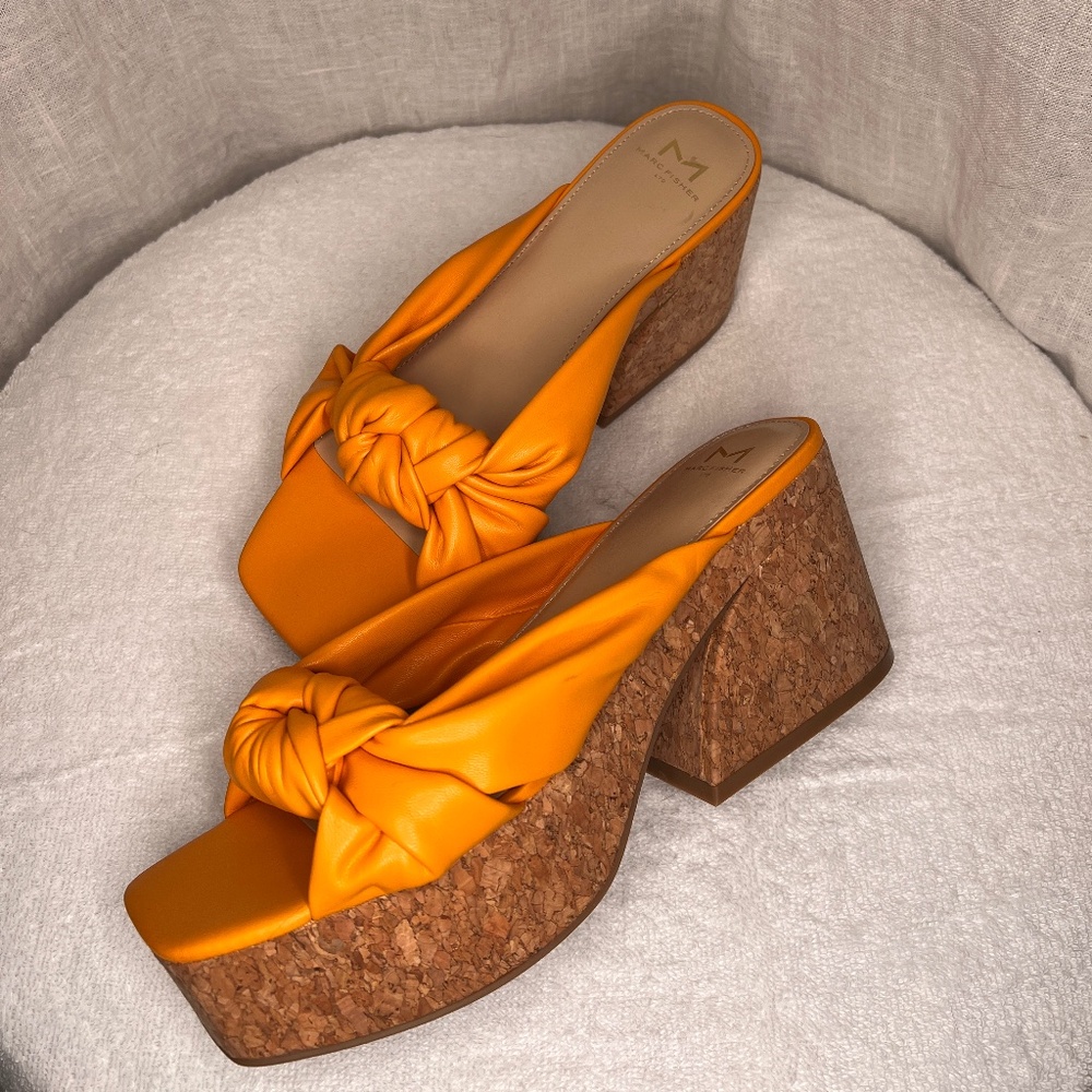 Marc Fisher Arlee Platform Sandal in Orange, Size 9.5